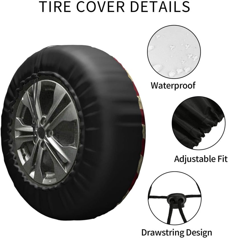 BMPUDERY Spare Tire Cover Bald Eagle American Flag Tire Covers Protector Wheel Tire Covers Weather-Proof for Trailer RV SUV Truck Camper Travel Trailer Accessories Polyester (Bald Eagle, 14inch) - Image 3